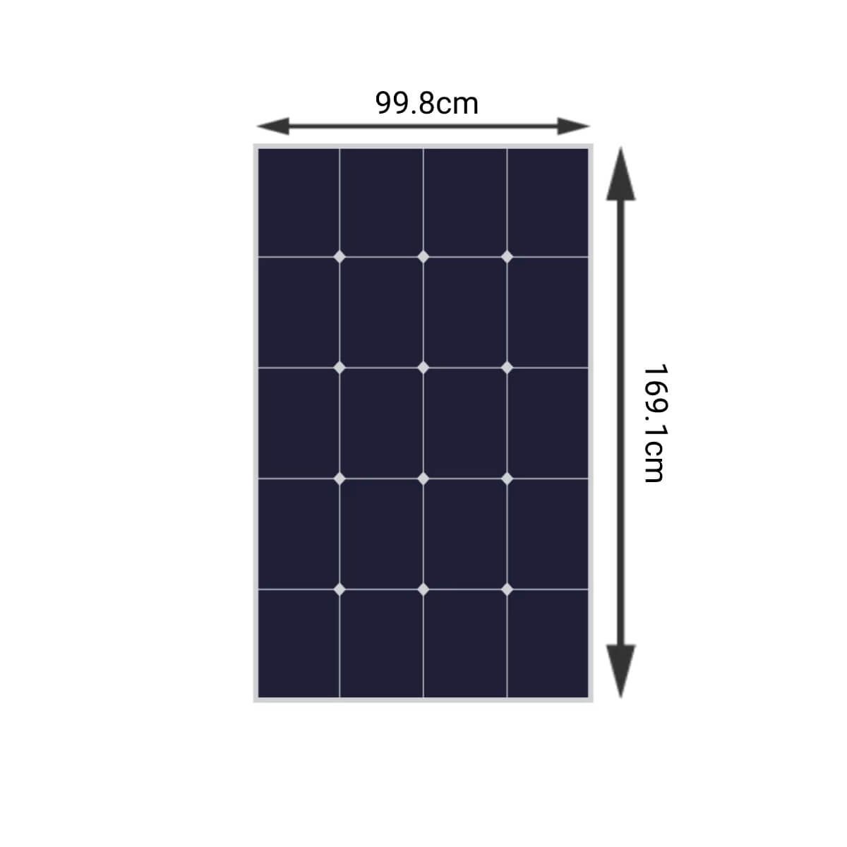 340W Solar Panel Kit – 1x 340W dimensions