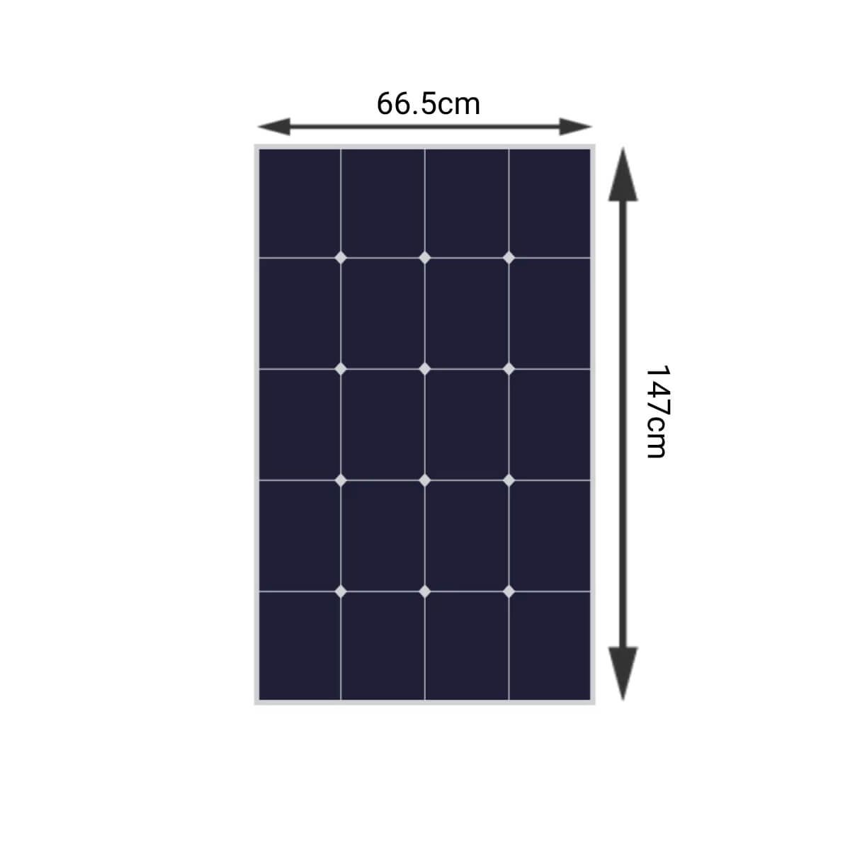 180W Flexible Solar Panel Kit – 1x 180W dimensions narrow