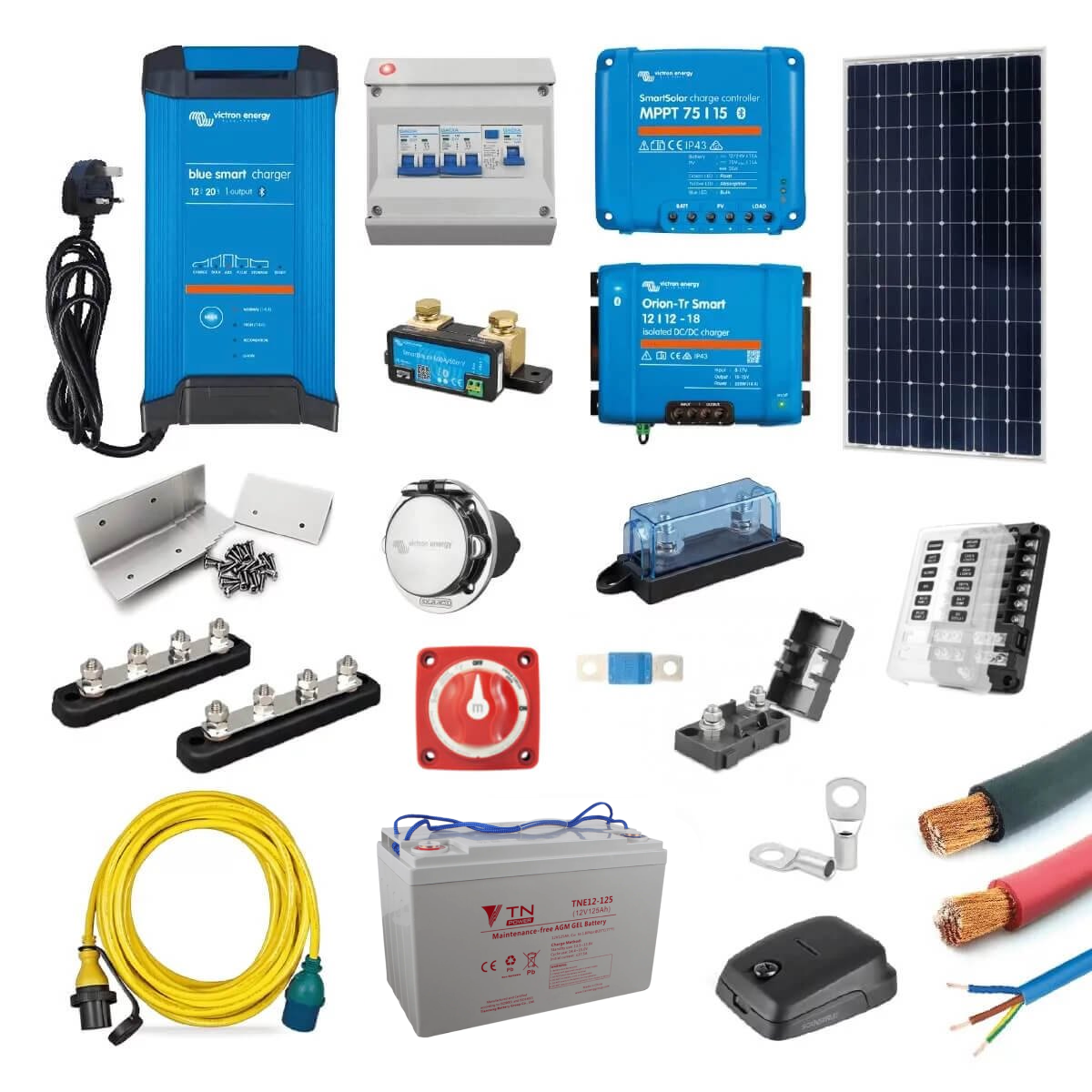 full campervan electrical kit with hook up 20a battery charger shore camper