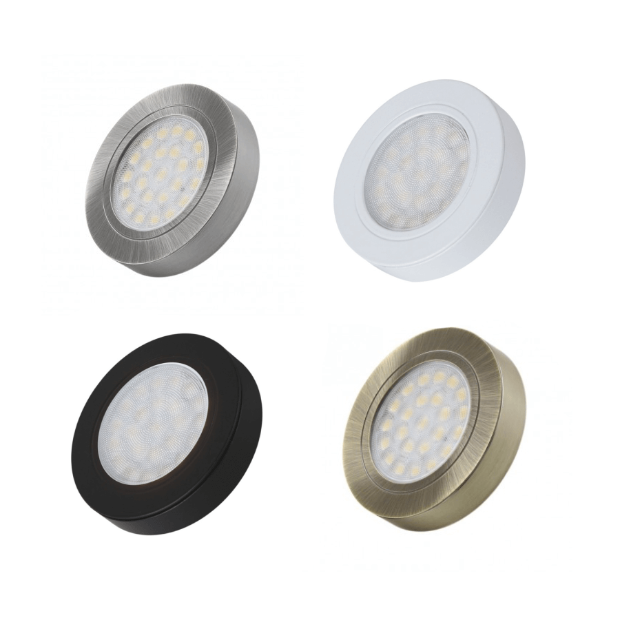 12V LED Spotlight - Oval Surface Mount, 2W - Black, White, Silver or Gold