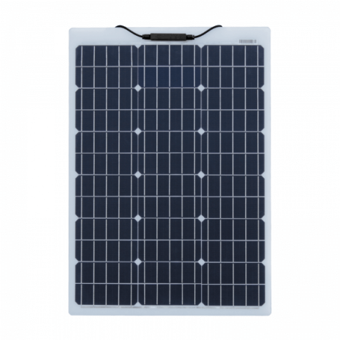 Rectangular black and white solar panel with grid pattern and line attachment at top center.