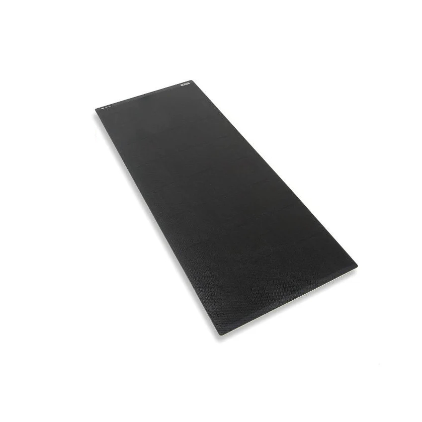 A rectangular black PV Logic 150W MHD Solar Panel on a white background.