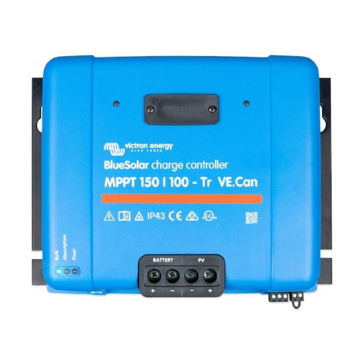 A Victron MPPT 150/100 - BlueSolar Charge Controller - Tr VE.Can with various ports and labels.