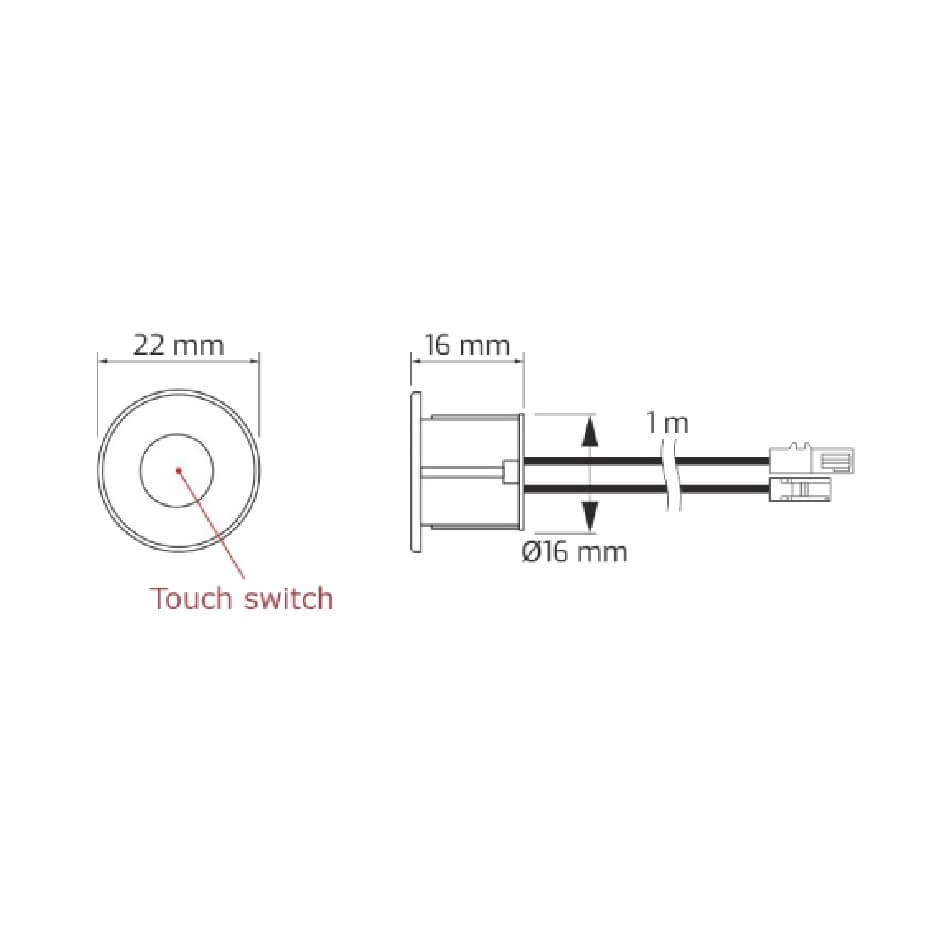 LED touch switch for 12V dimmer lights - white