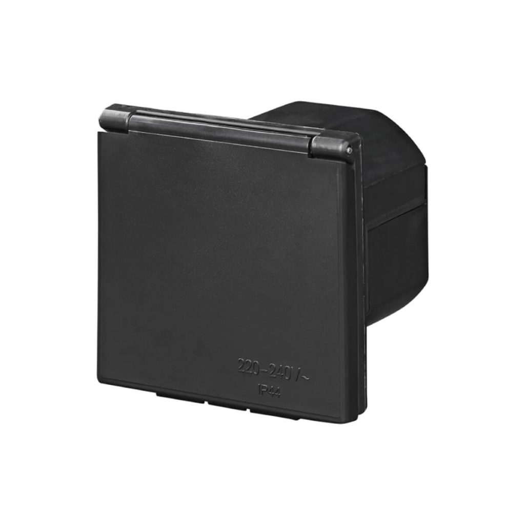 Mains Hook Up inlet socket - 16A hook-up socket for campervans (black)