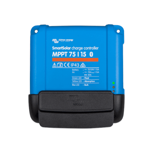 Blue Victron MPPT WireBox S - for MPPT 75-10/15 with LED indicators, information printed on the front, and compatibility with the WireBox S.