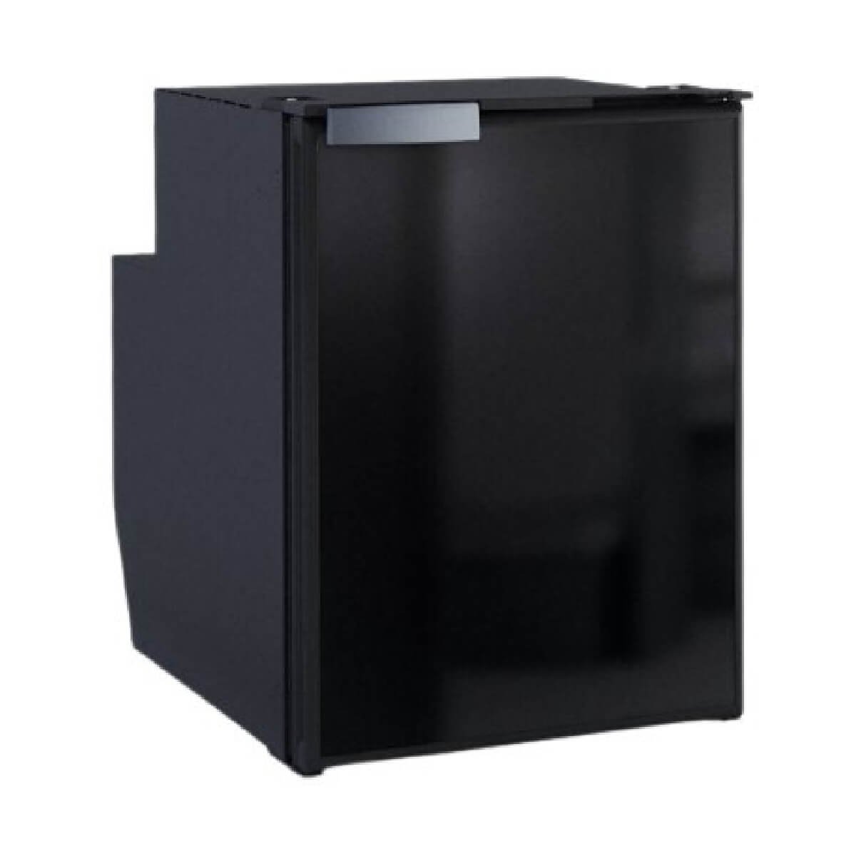 A sleek, black mini fridge with a single door, the Vitrifrigo C60i - 12V Compressor Fridge Freezer - Black or Grey combines modern design with compact efficiency.