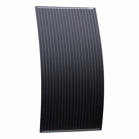The 160W Semi-Flexible Solar Panel - (Rear Junction Box) features a sleek, curved design with vertical lines, displayed against a white background.