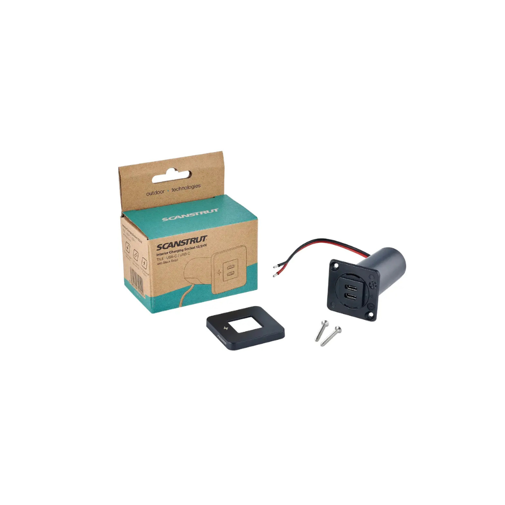 Scanstrut TILE 12/24V charging socket - 2x USB-C, black box