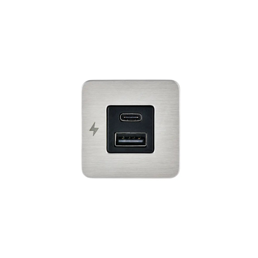 Scanstrut TILE 12/24V Charging Socket - 2x USB-C, stainless front