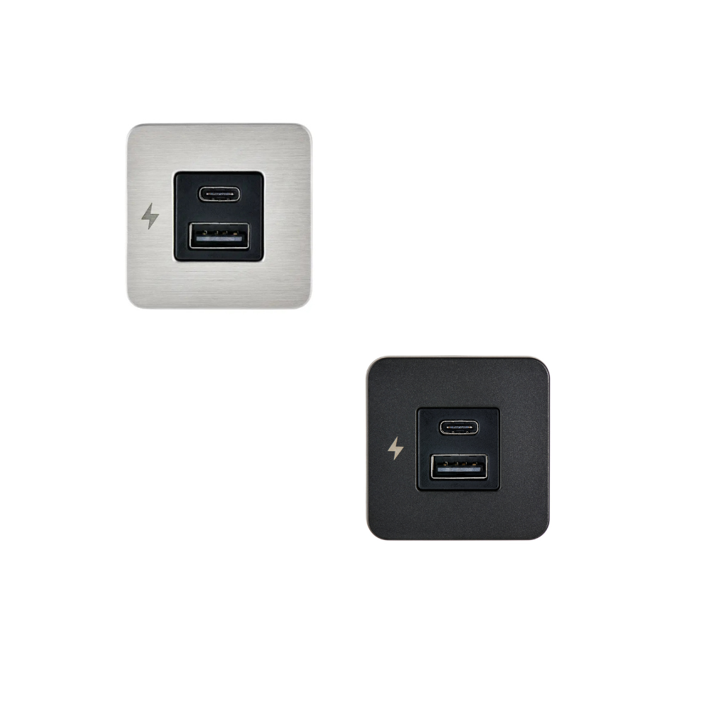 Scanstrut TILE 12/24V Charging Socket - 2x USB-C, stainless and black