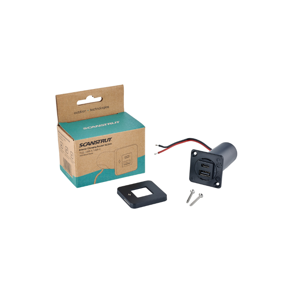 Scanstrut TILE 12/24V Charging Socket - 2x USB-C, Black box