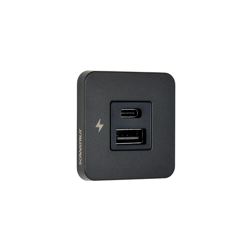 Scanstrut TILE 12/24V Charging Socket - 2x USB-C, Black side