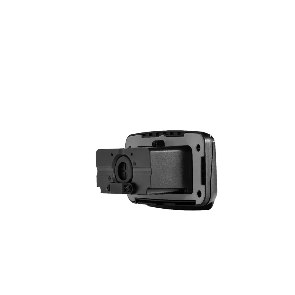 A black and silver electronic device with a sliding compartment, featuring the Scanstrut Ventura - Dual 125V 20A AC Outlet, shown against a white background.