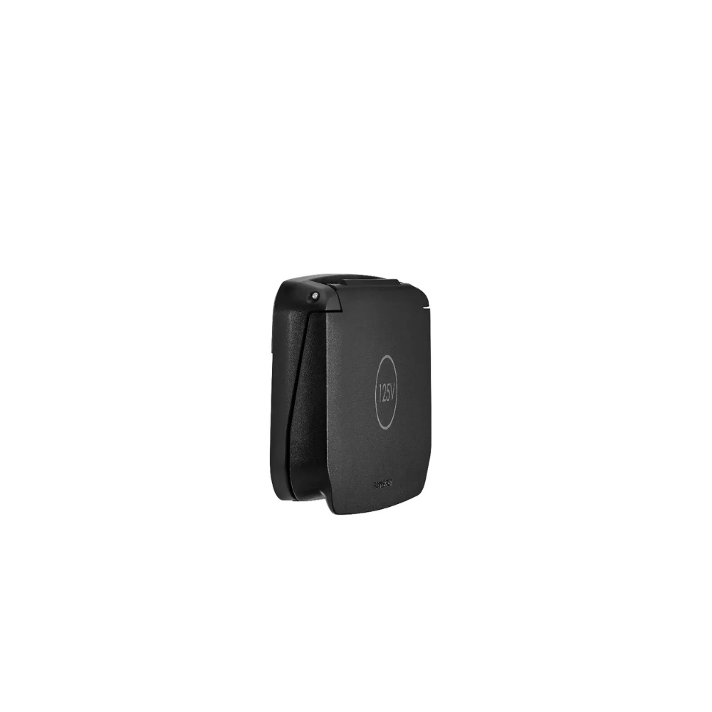 Black, compact, rectangular device with rounded edges against a white background, featuring the Scanstrut Ventura - Dual 125V 20A AC Outlet for efficient and reliable AC power connectivity.