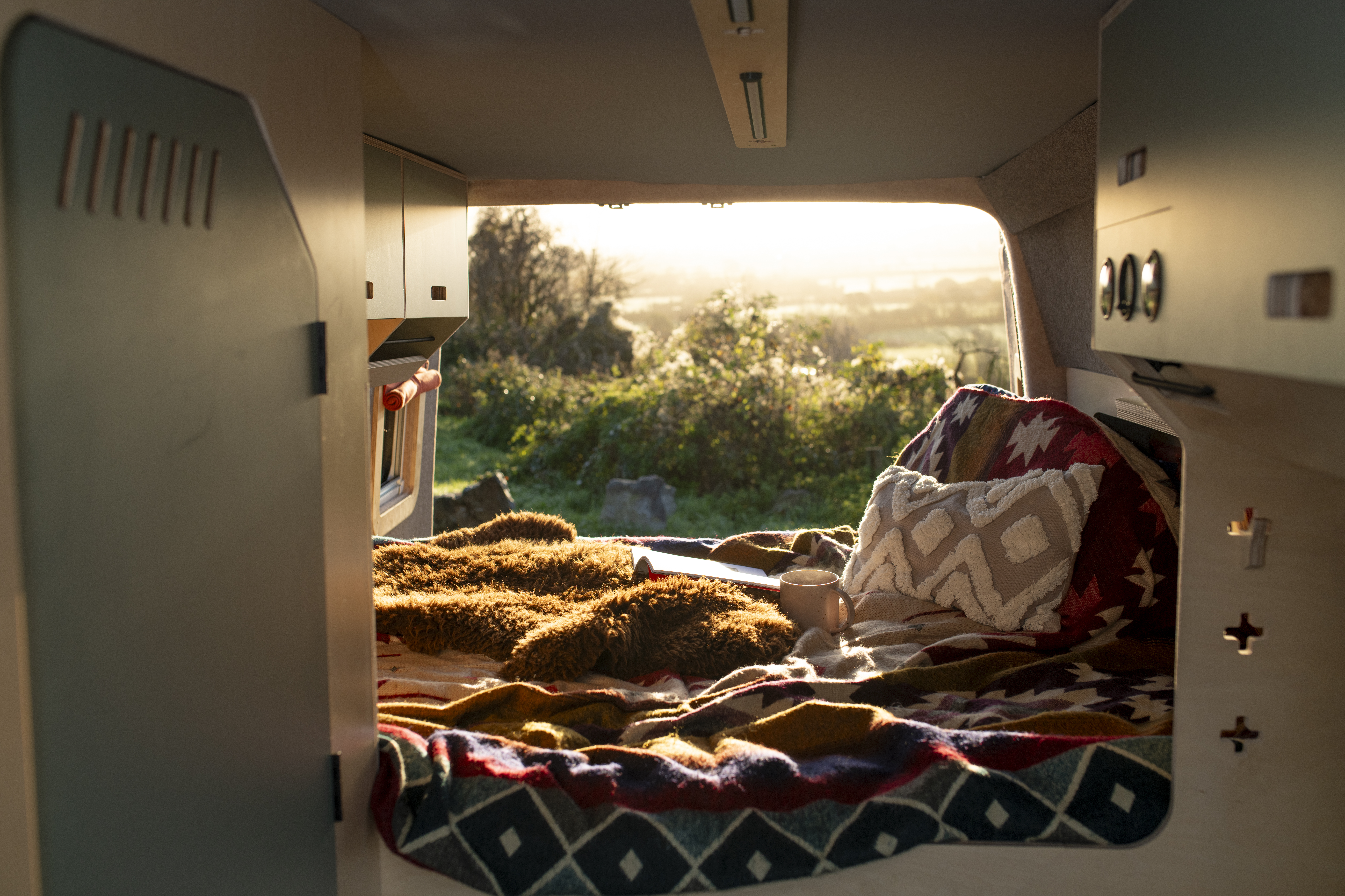 Fern campervans cosy interior back doors