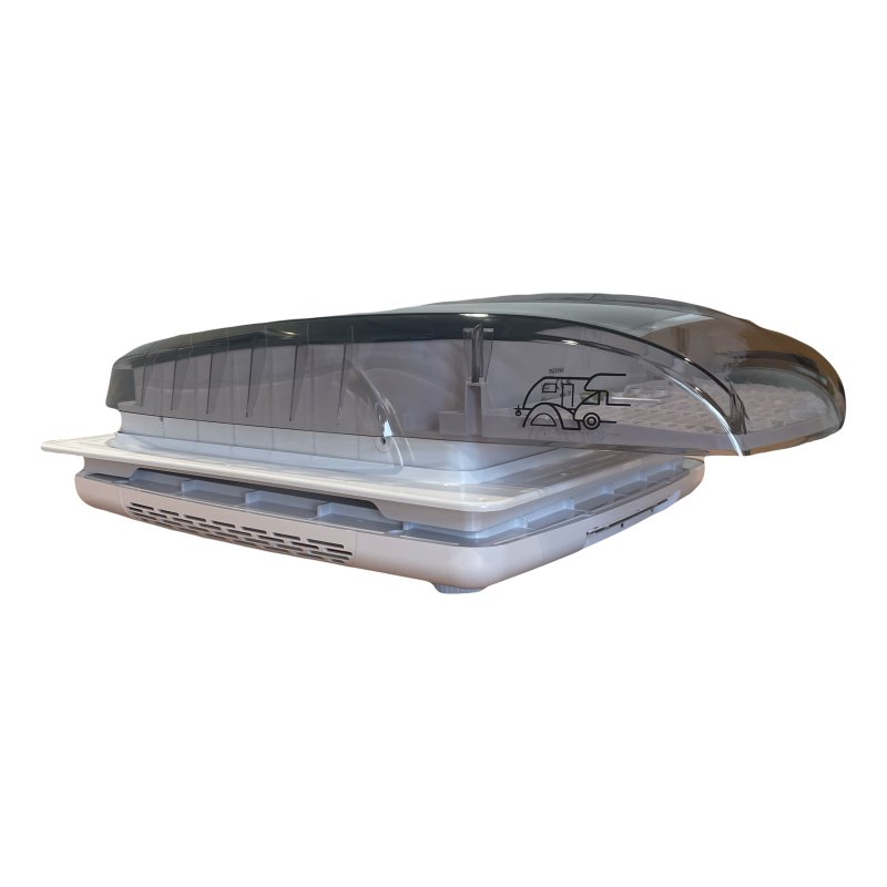 angled side view of White ZEPHYR 400x400 Clear-Tint Rooflight