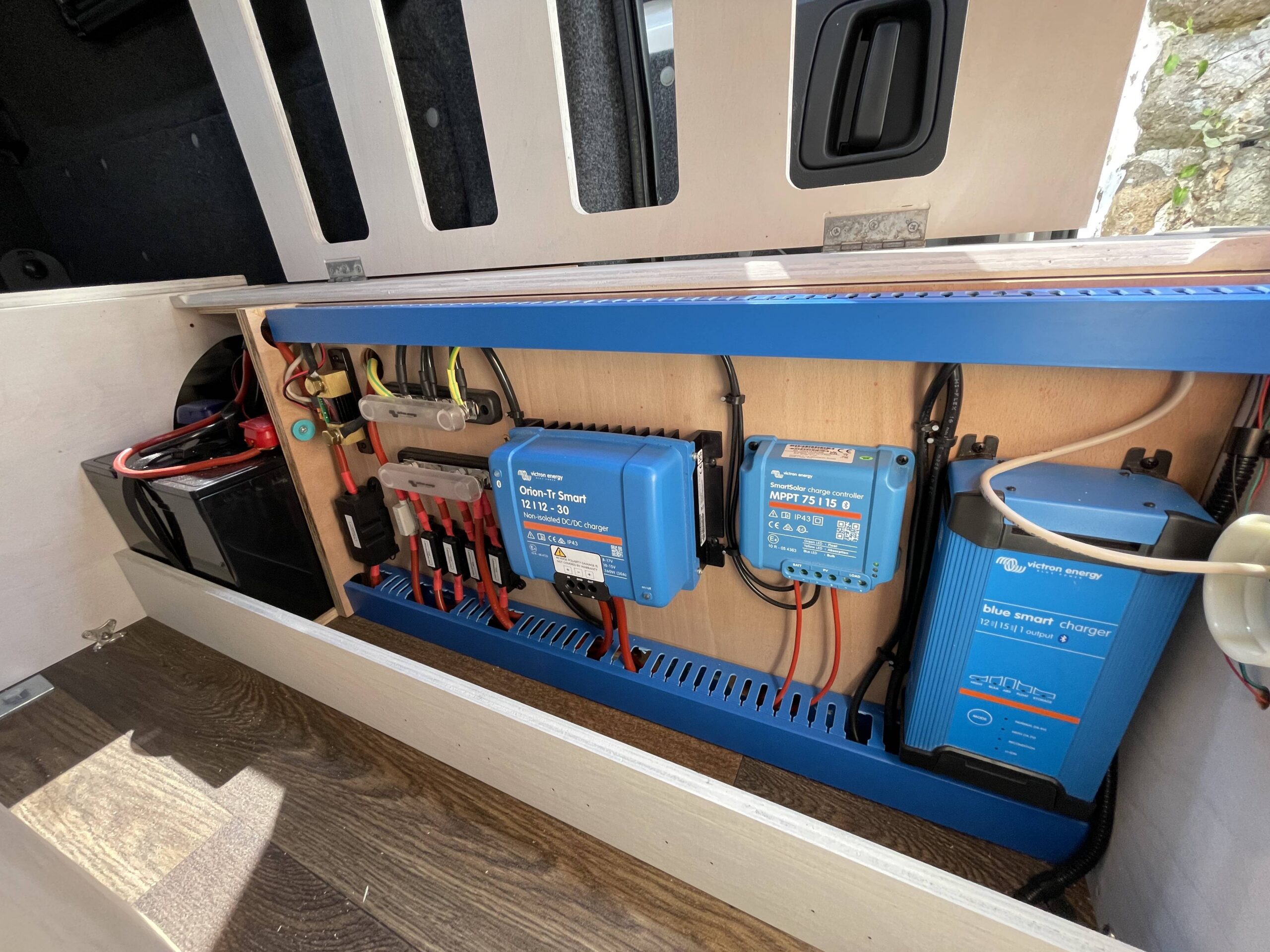 Elecytric board of Sean Wilson's Vauxhall Vivaro